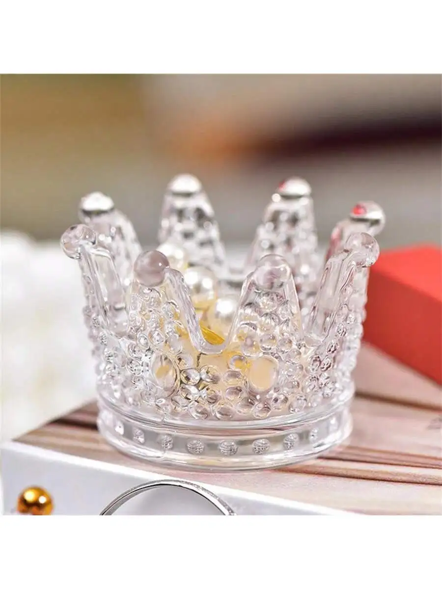crystal glass crown beauty storage box, mini crown storage box, can store necklaces, earrings, bracelets, hair clips