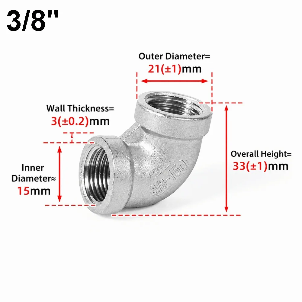 304 Stainless Steel Elbow Fittings 90 Degree 1/8