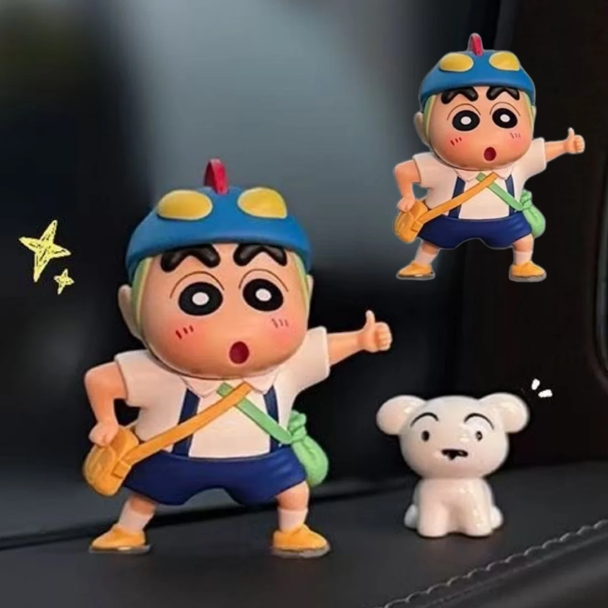Crayon Shin chan cartoon car ornament, interior, center console decoration, cute figurine, home decor desk  birthday gift 2pcs