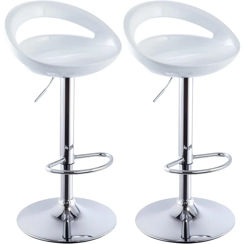 

Set of 2 ABS Barstools White Adjustable Swivel Bar Chairs 2 PCS for Kitchen Island Pub Bar