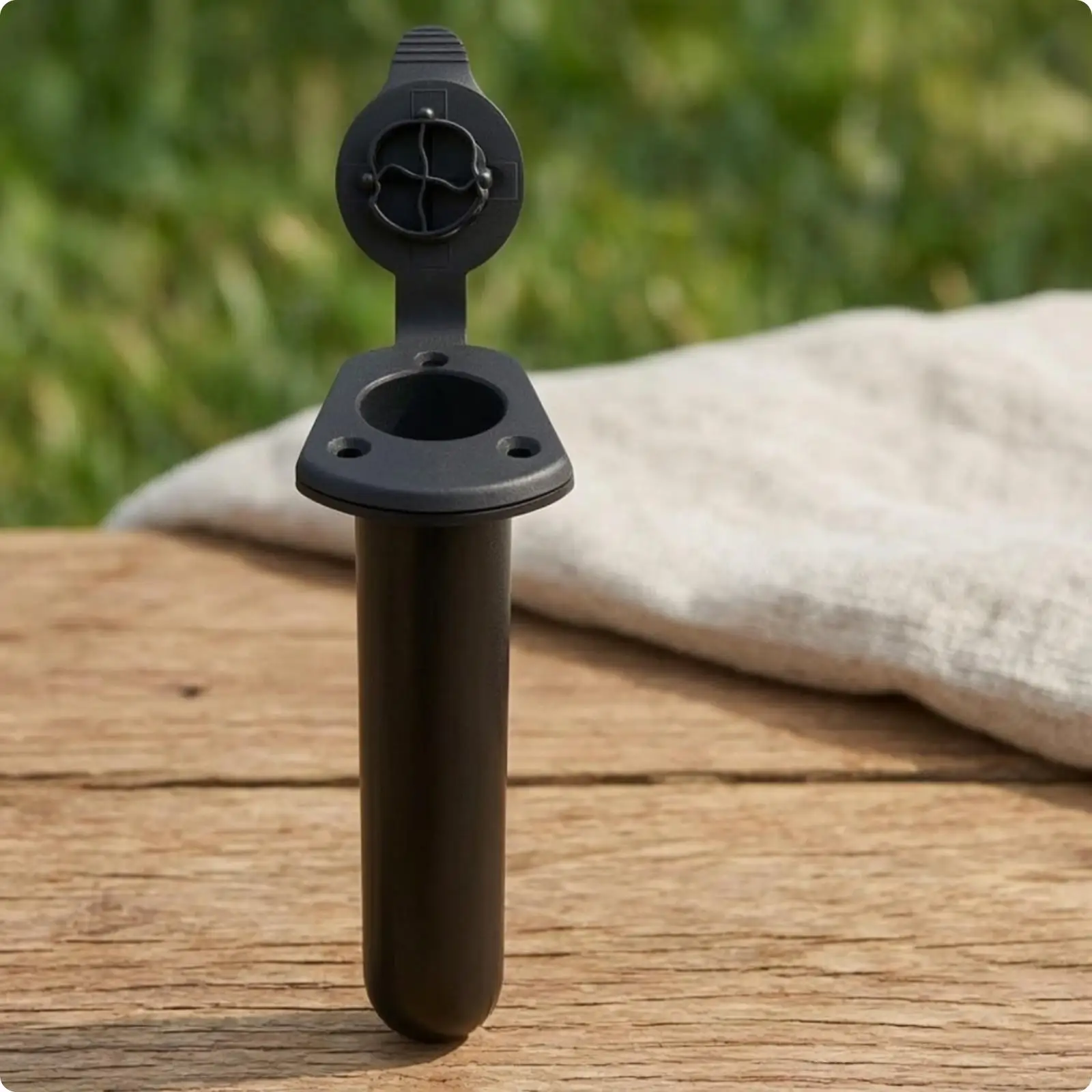 Durable Black Plastic Boat Rod Holder for Kayak Canoe Paddle Board Low Profile Angled Deck Mount with Complete Hardware Kit
