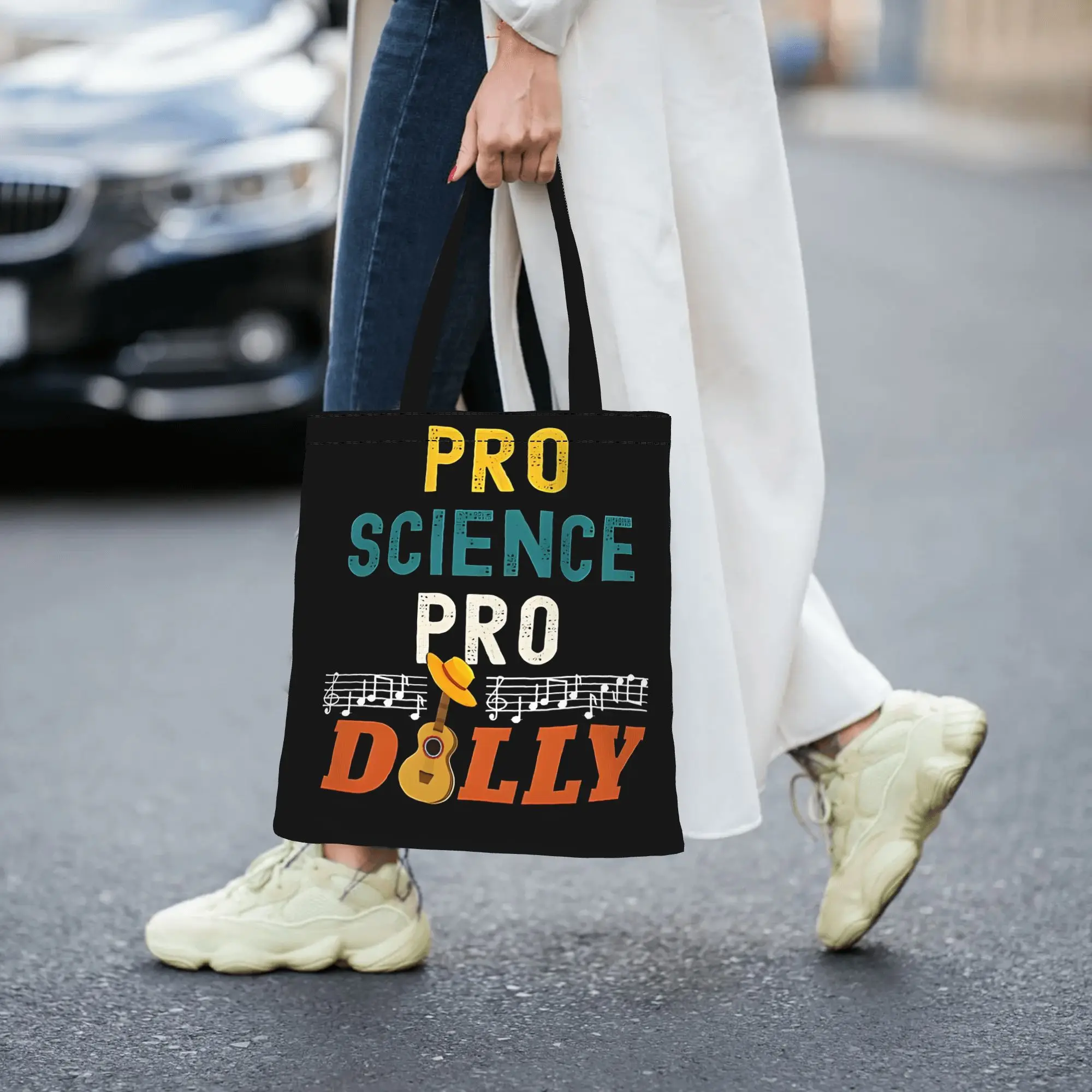 Customized Pro Science Pro Dolly Women's Bag Campus Handbag Large Capacity  Canvas Tote Bag Foldable Chic Pattern
