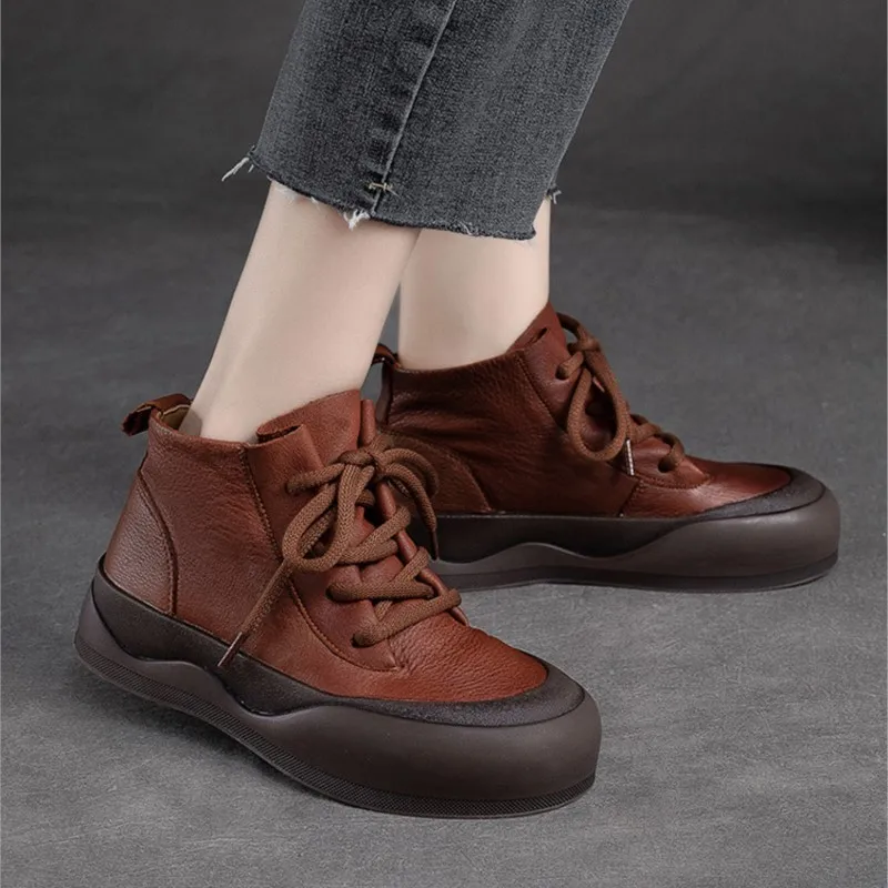 

GKTINOO 2024 Autumn Winter Shoes Genuine Leather Sneakers Fashion Boots for Women Thick Sole Women Ankle Boots Ladies Botas