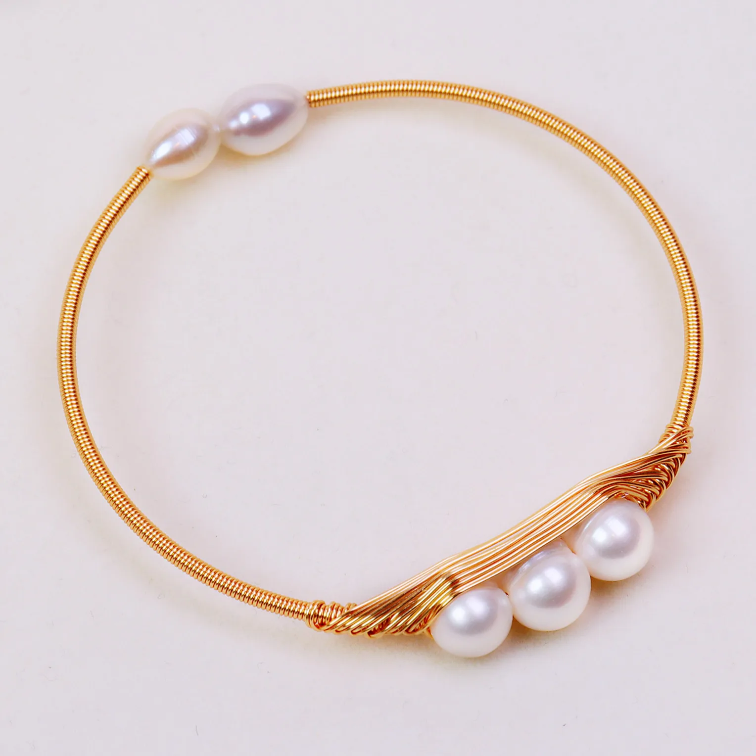 100 % natürliche Süßwasserperle, trendiges Erbsendesign, 14 Karat Gold gefüllt, Damen-Armreif, Schmuck, Frauen, Geburtstagsgeschenke, kein Verblassen, günstig – Detail 6