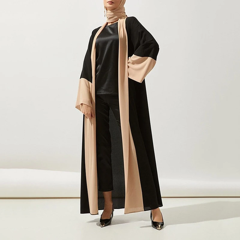 Muslim Dress Mid Length Dubai Abaya Women Dress Clothing Sun Protection Patchwork Cardigan Middle East Robe