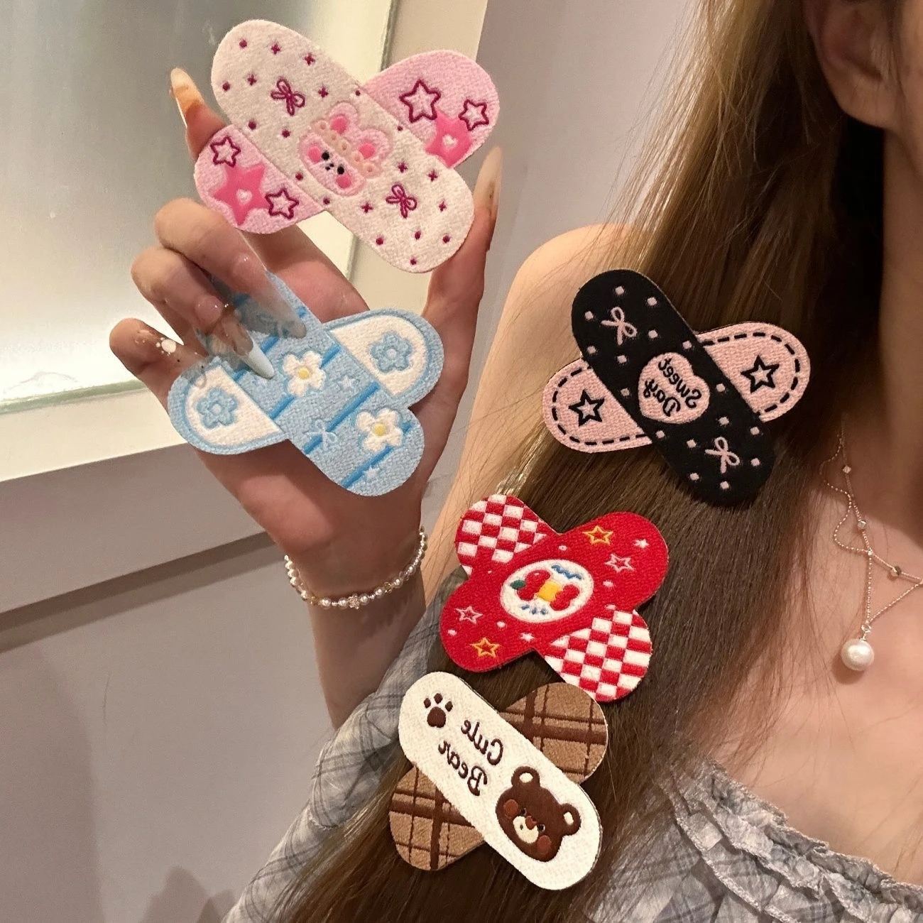 Creative Anime-Style Band-Aid Design Hair Stickers Hair Bang Magic Tape Patches Hair Styling Accessories