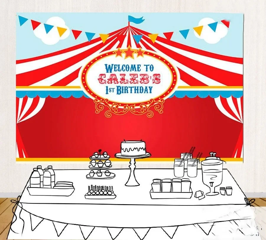 custom Circus First Birthday Carnival Flag backgrounds  High quality Computer print party backdrops