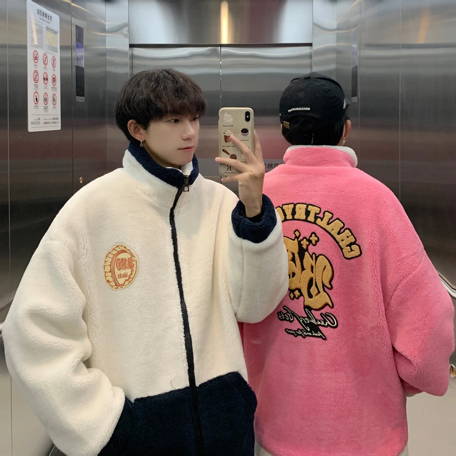 

Мужская повседневная куртка из овечьего вельвета с вышивкой букв, на флисовой подкладке, утепленная зимняя куртка из овчины с хлопковым наполнителем, на молнии