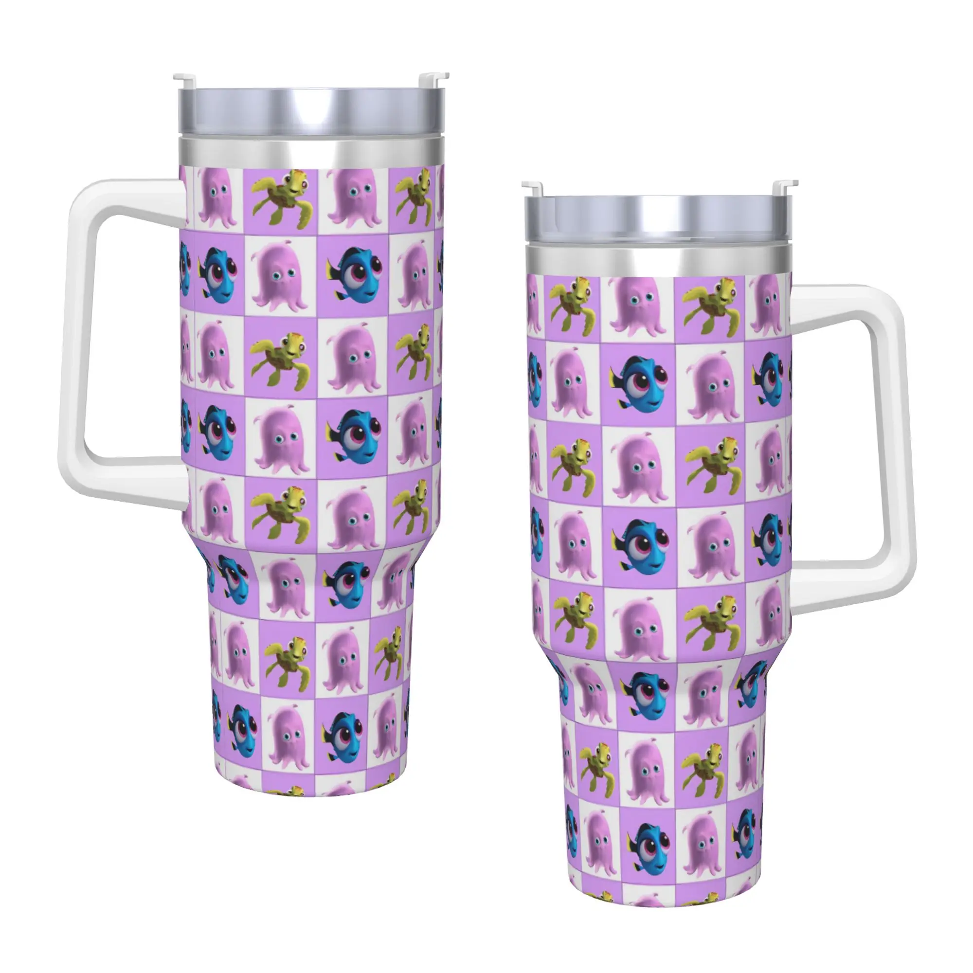 Custom Kawaii Finding Nemos Stainless Steel Tumbler  Travel Coffee Mug With Straws and Lid Large Mugs Cup Drinks Water Bottle