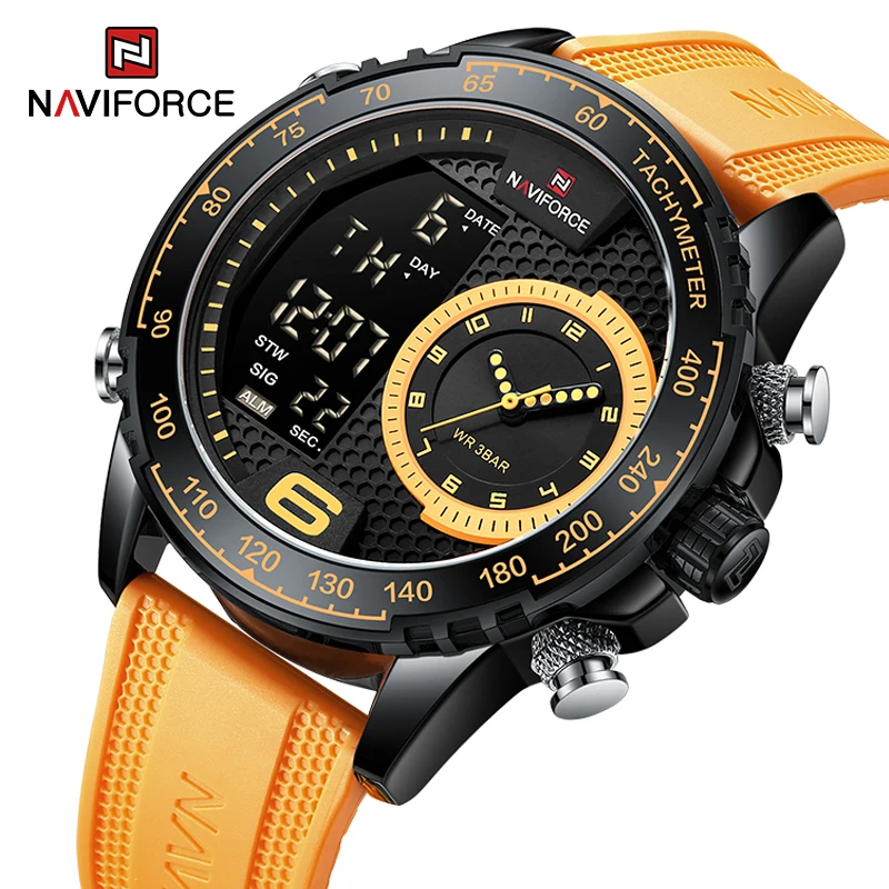 NAVIFORCE Original Watches For Men Silicone Band Quartz Day and Date Display Man Quartz Wristwatch Fashion Wild Waterproof Clock