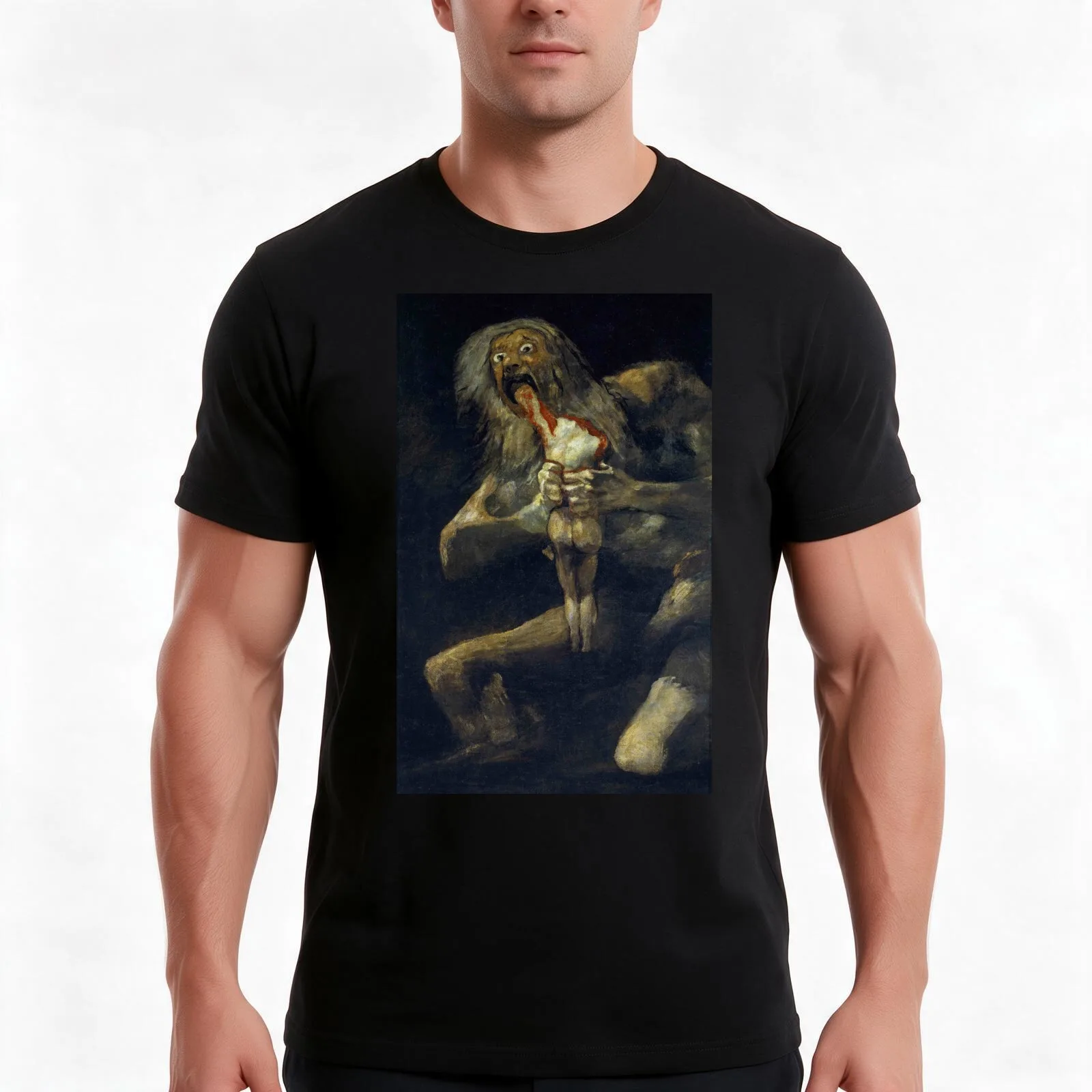 Saturn Devouring His Son T-Shirt Summer Casual Cotton Tee Oversized Streetwear Tops Vintage Graphic Print Unisex Men Women
