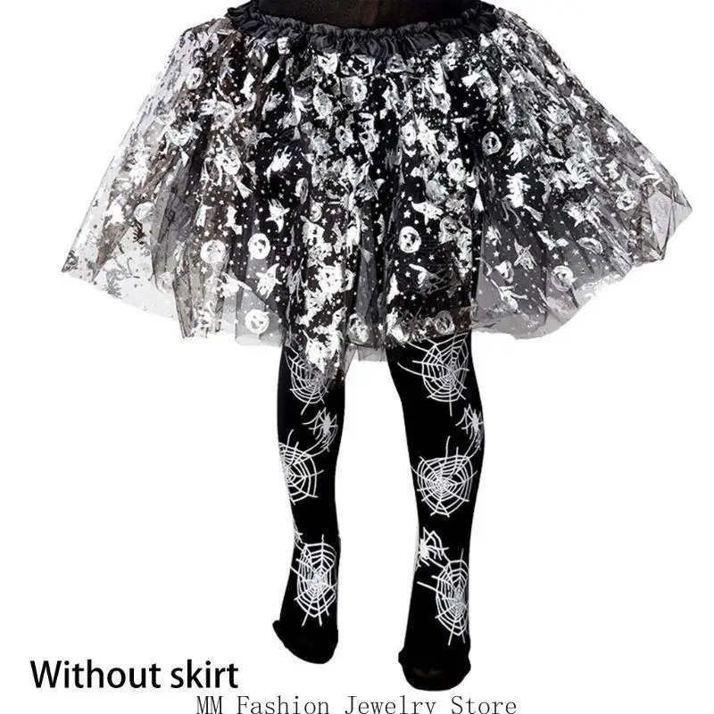 Kids Girls Halloween Full Length Tights Stockings Cartoon Spiderweb Skeleton Striped Pantyhose Cosplay Costume Carnival Up D0UB