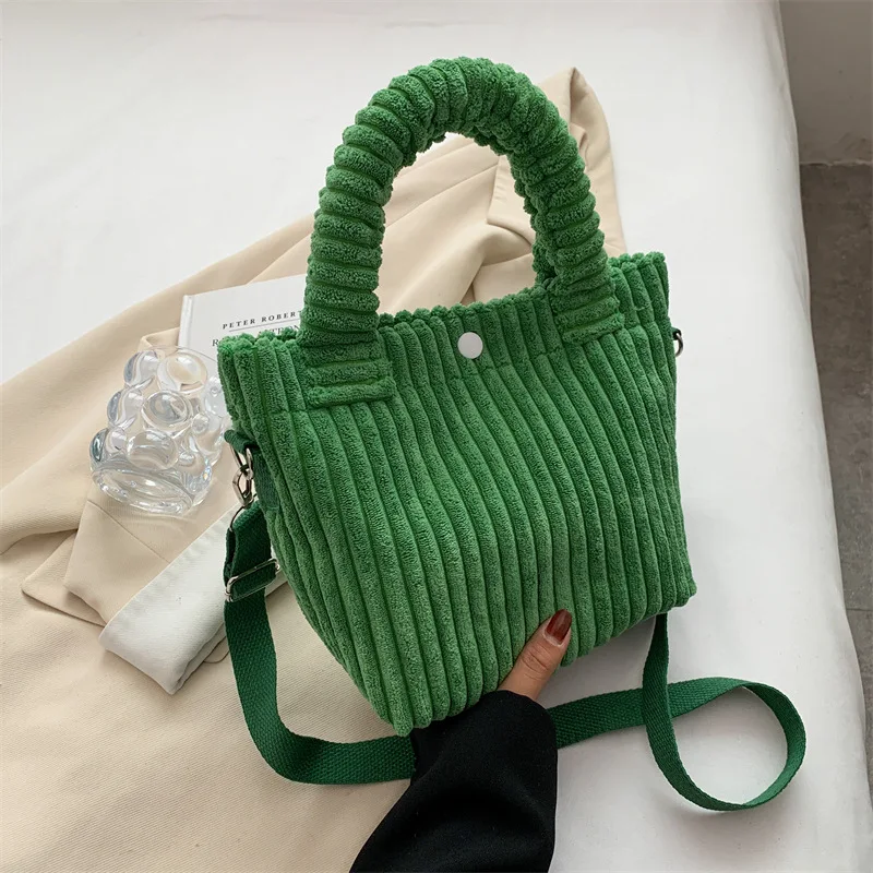 1 pièces femmes couleur unie velours côtelé en peluche sac fourre-tout sac à main bandoulière sac à bandoulière petit mode décontracté quotidien sac à main