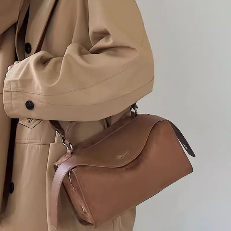 Bolsa crossbody de couro genuíno para senhoras, grande capacidade, cor sólida, sela de couro, na moda, versátil, na moda