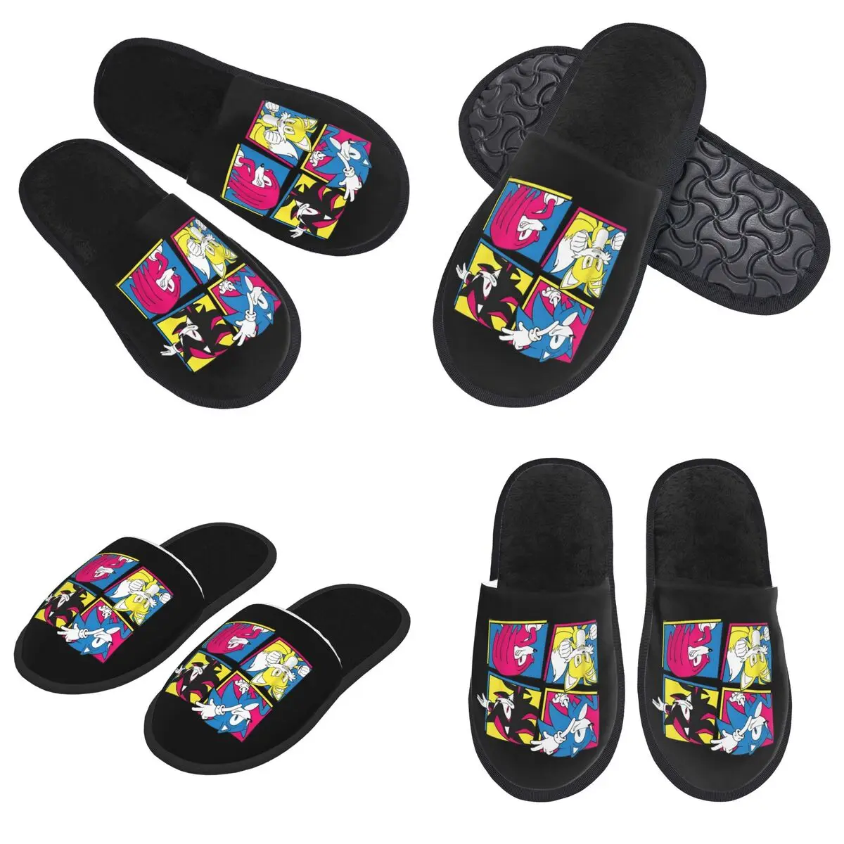 Zapatillas personalizadas de Sonic The Hedgehog Shadow Tails Knuckles, zapatillas de espuma viscoelástica cálidas y suaves para mujer, zapatillas de casa para dormitorio, zapatos esponjosos