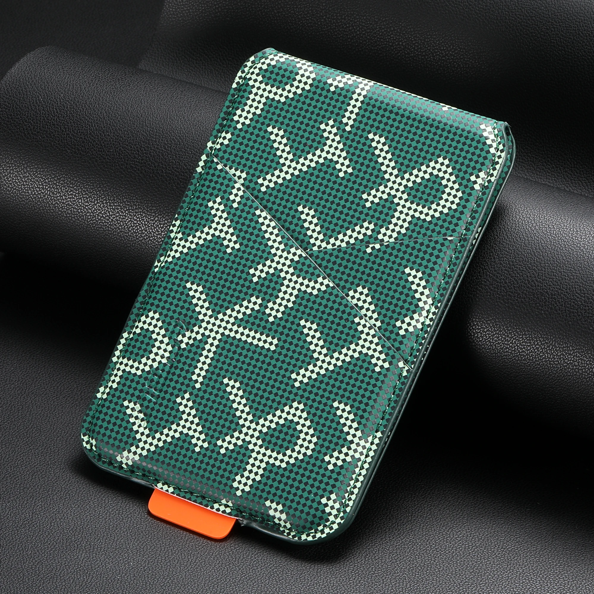 Porta-cartões de luxo com suporte magnético em couro sintético, bloqueio RFID, para celular, compatível com iPhone e Samsung.