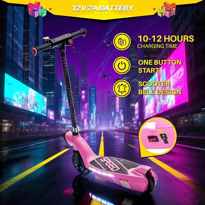 Hulajnoga elektryczna dla dzieci w wieku 6+ Hulajnoga Boost z regulacją prędkości i wysokości Jazda na hulajnogach dla dzieci z szerokim pedałem i antypoślizgowym uchwytem