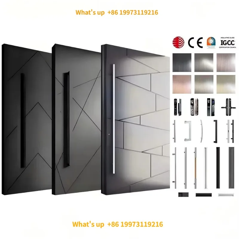 2026 Luxury Villa Entrance Security Doors Aluminium Mental Front Exterior Doors Modern Stainless Steel Pivot Entry Doors Residen