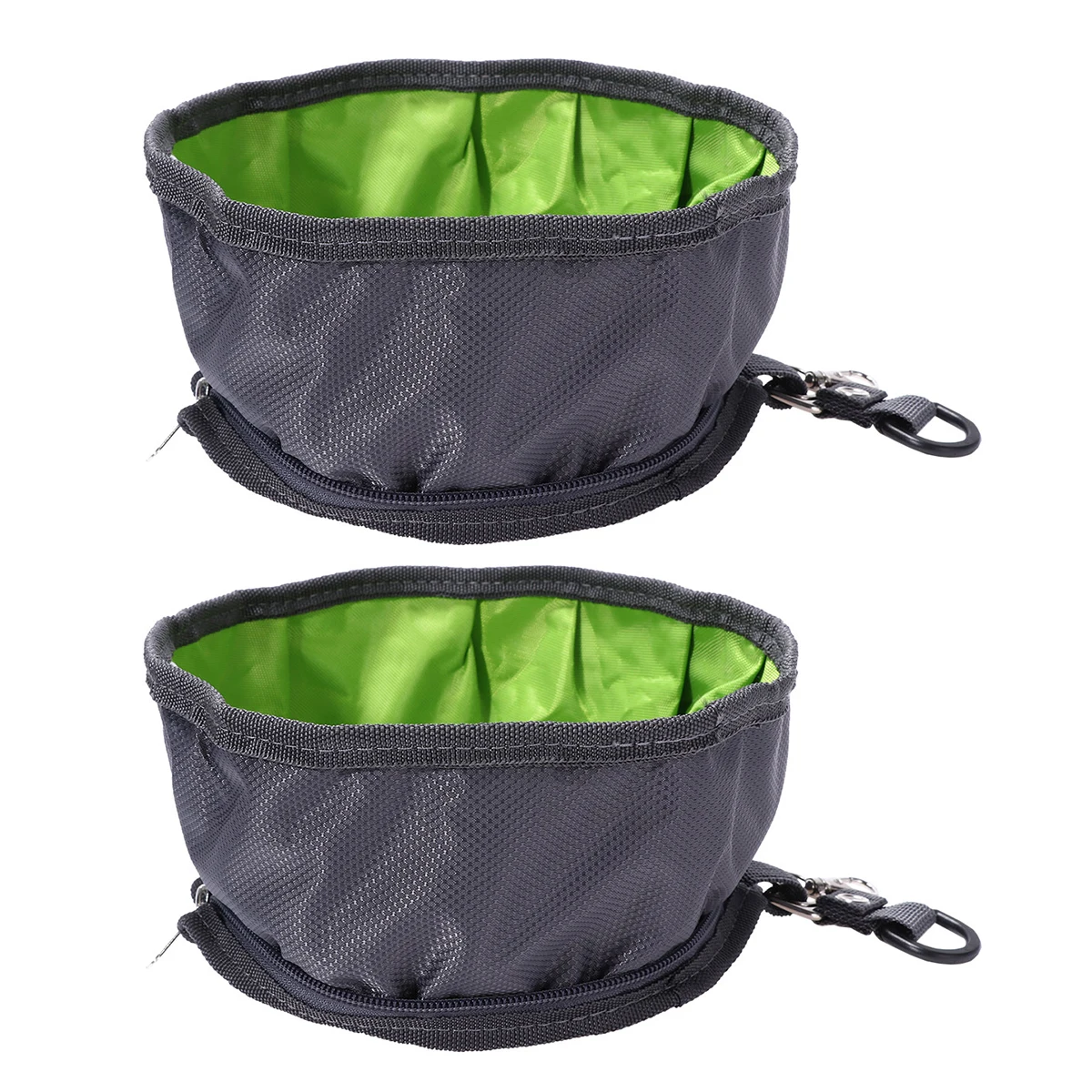 

2pcs Portable Waterproof Pet Water With Zipper Closure For Travel Outdoor Grey Foldable Cat Dog Feeding Camping Hiking Pet