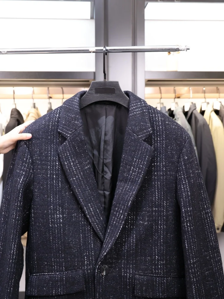 

Классическое мужское шерстяное пальто, модное универсальное шерстяное пальто Sli 70 на осень и зиму, повседневное деловое пальто средней длины