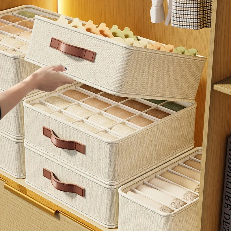 

3pcs Set Of Sock And Underwear Storage Boxes, Washable And Foldable Drawer Storage For Intimate Clothing