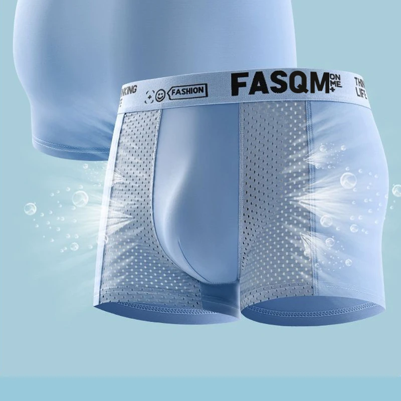 Men Boxers Boxer Mesh Graphene Men Underwear Panty Man Shorts AAA Antibacterial Ice Silk Panties Mesh Breather Underpants 1 Pc