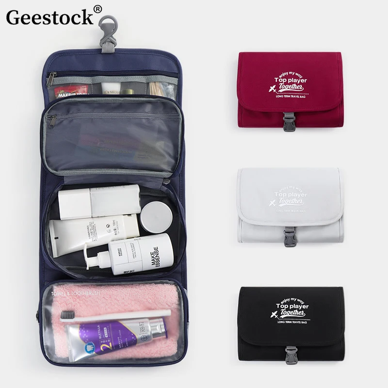 Geestock Travel Toiletry Bag Men's Business Trip Gods Dry Wet Separation Fitness Bath Bag Waterproof Makeup Storage Bag Wash Bag