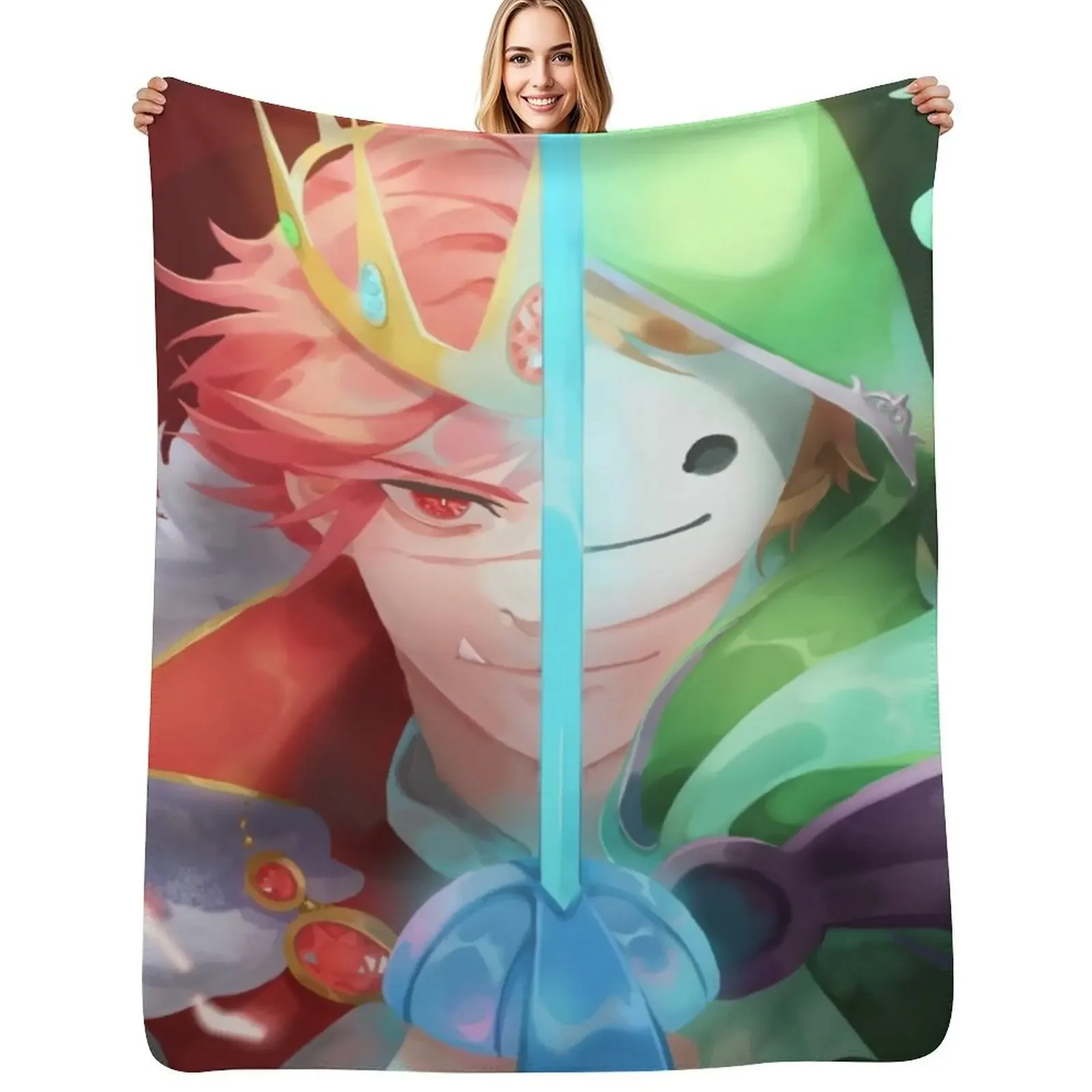 

Technoblade vs Dream Duel Throw Blanket Personalized Gift For Decorative Sofa manga Giant Sofa Blanket