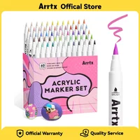 Rotuladores de pintura acrílica Arrtx, 60 colores para artistas, adultos, colorear, dibujar, dibujos animados, Anime, cómic para roca, madera, lienzo DIY