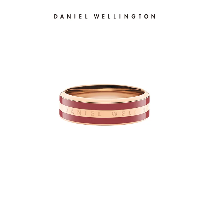 Daniel Wellington  Classic Emalie Ring Cherry Blush Rose Gold Enamel Ring for Women Elegant Stainless Steel Fashion Jewelry Gift