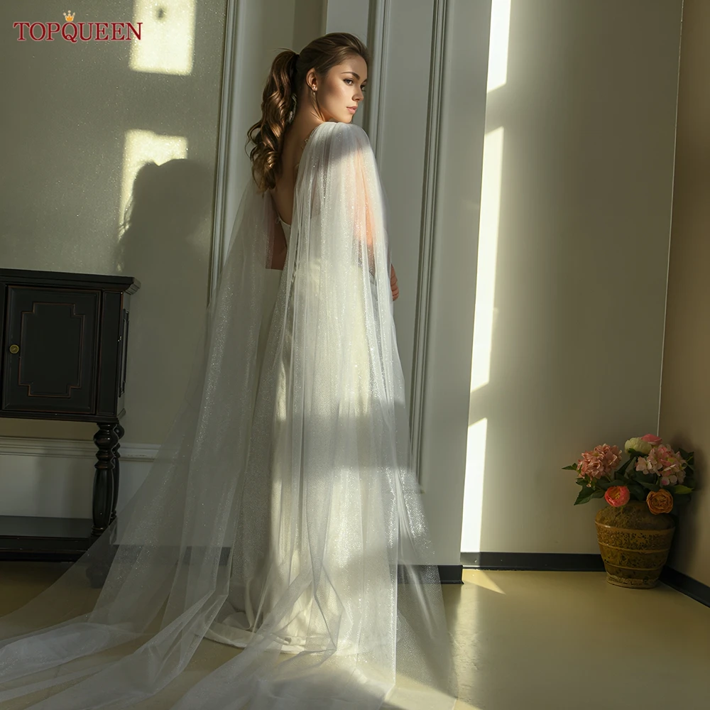 TOPQUEEN G52 Wedding Starlight Veil Bridal Shawl New 2 Pieces 3 Meters Long Suitable For Party Cathedral Diy Wedding Accessories