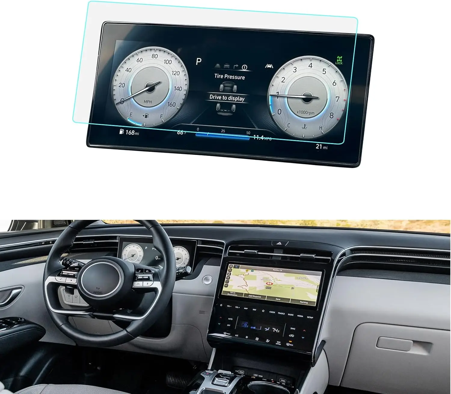 Pellicola In Vetro Temperato 9H Per Hyundai Tucson NX4 2024-2026 – Protettivo Antiriflesso Per Navigatore LCD