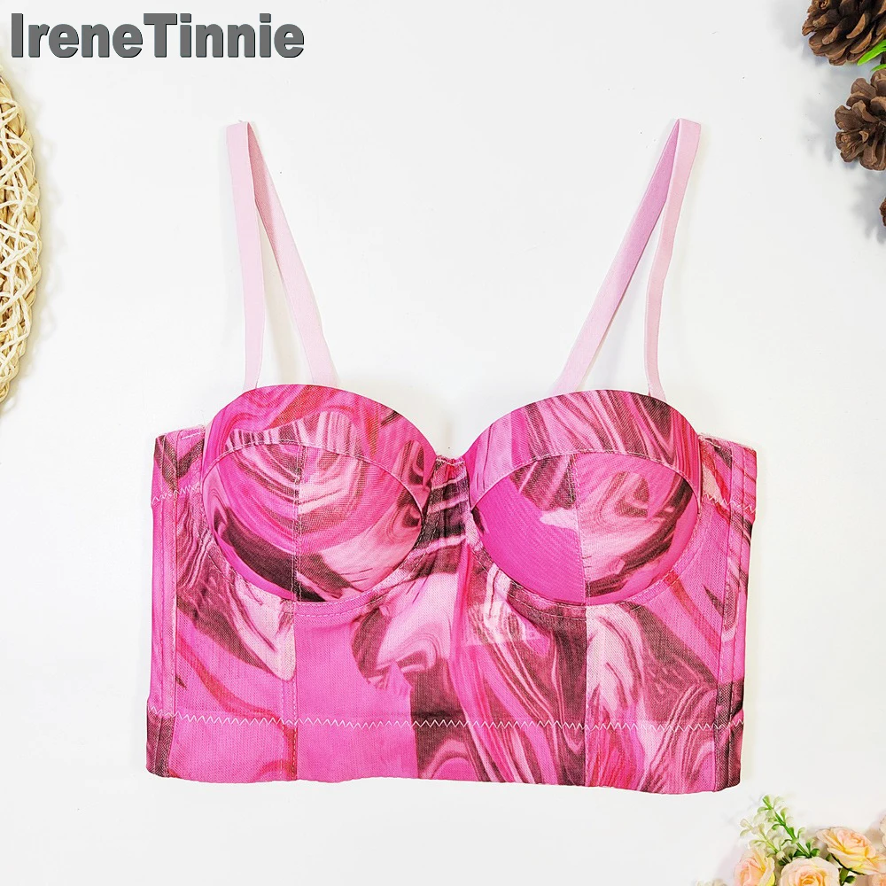 

2024 New Sexy Print Sling Backless Vest Fashion Mesh Y2K Street Crop Top Woman Corset Top Camisas Shapewear Tops Ropa De Mujer