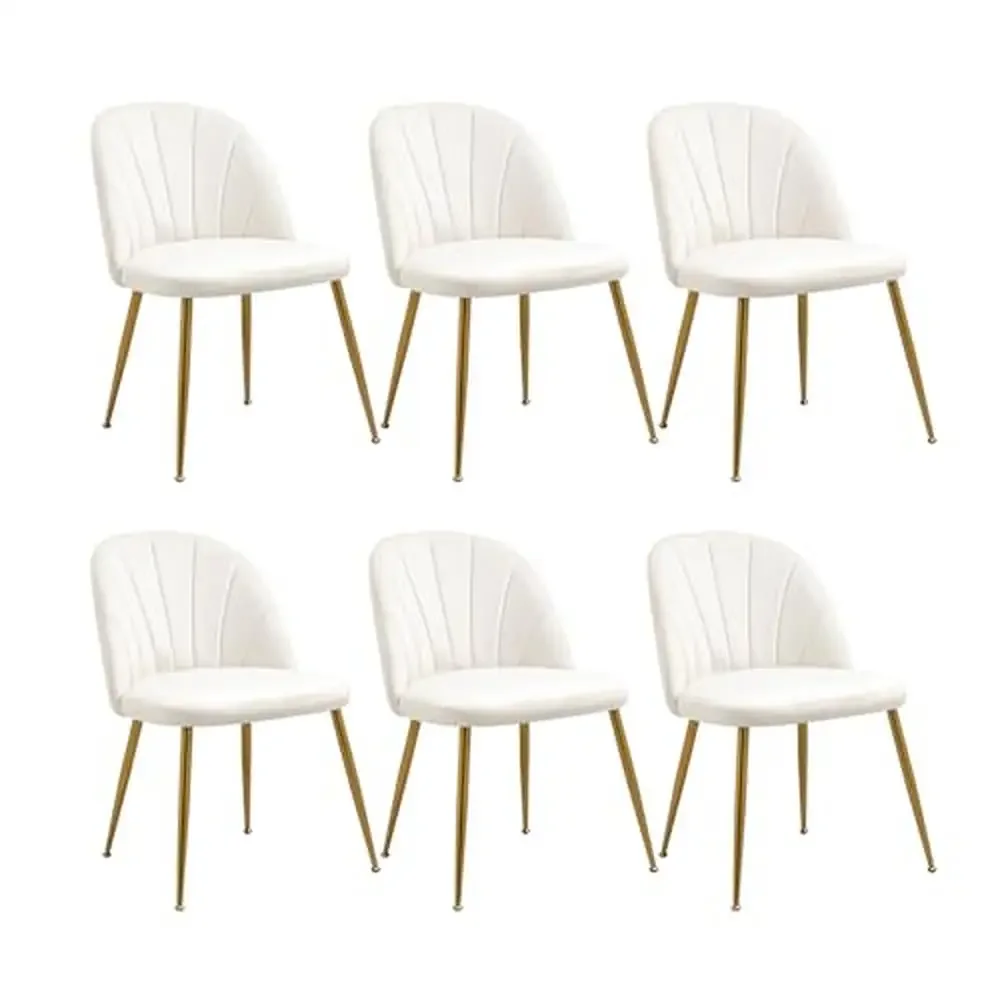 Modern Velvet Dining Chairs Set of 6 Armless Accent Chair Gold Metal Legs Living Room Solid Structure Skin-Friendly Foam Cushion