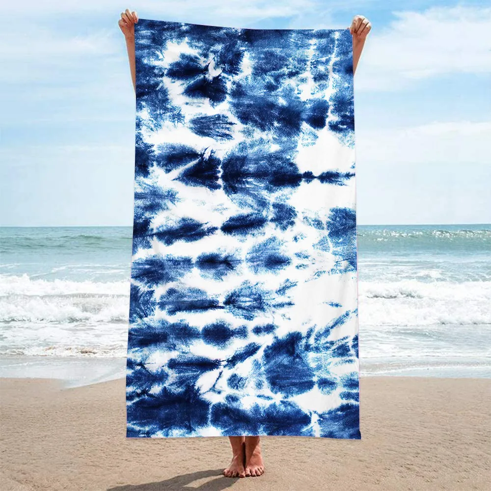 

Tie Dye Striped Waves Zebra Print Beach Towel, Gym Sports, Swim, Surf Club,Holiday Birthday Gift,Drop Shipping Wholesale