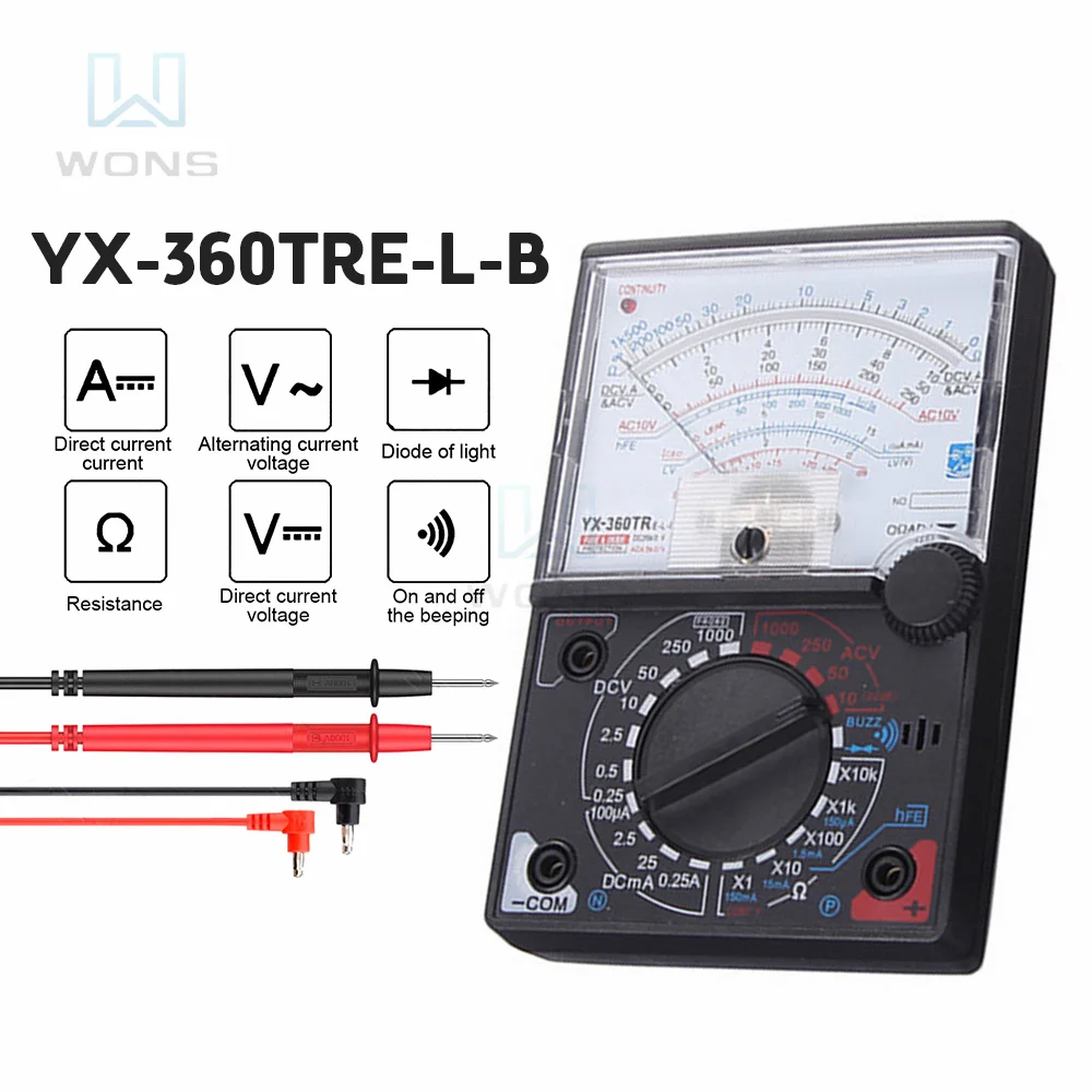Mini Multímetro Analógico tipo de Agulha Medidor Universal Pointer Display Voltímetro Amperímetro Ohm Resistência Tester ac dc Yx360tr