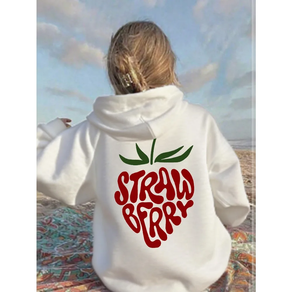 Children's Hoodie with Strawberry Letter Print Long-sleeved Casual and Comfortable Hooded Sweatshirt Spring and Autumn Models