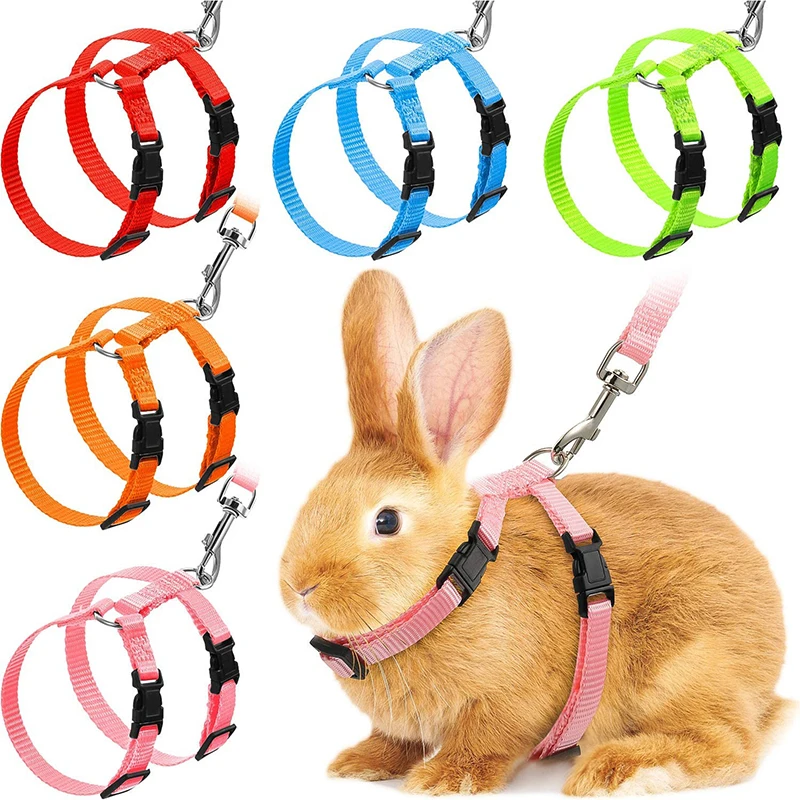 Low Price Rabbit Cat Harness and Leash Set Adjustable Nylon Harnesses for Bunny Kitten Pet Outdoor Walking Supplies Accessories