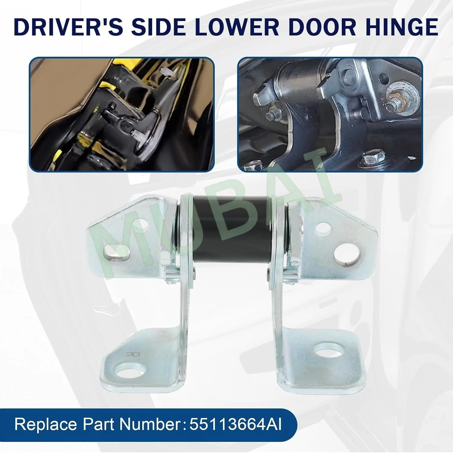 55113664AI Passenger Side Lower Door Hinge Front & Rear for 2013-2019 Jeep Grand Cherokee Dodge Durango Charger Chrysler 300