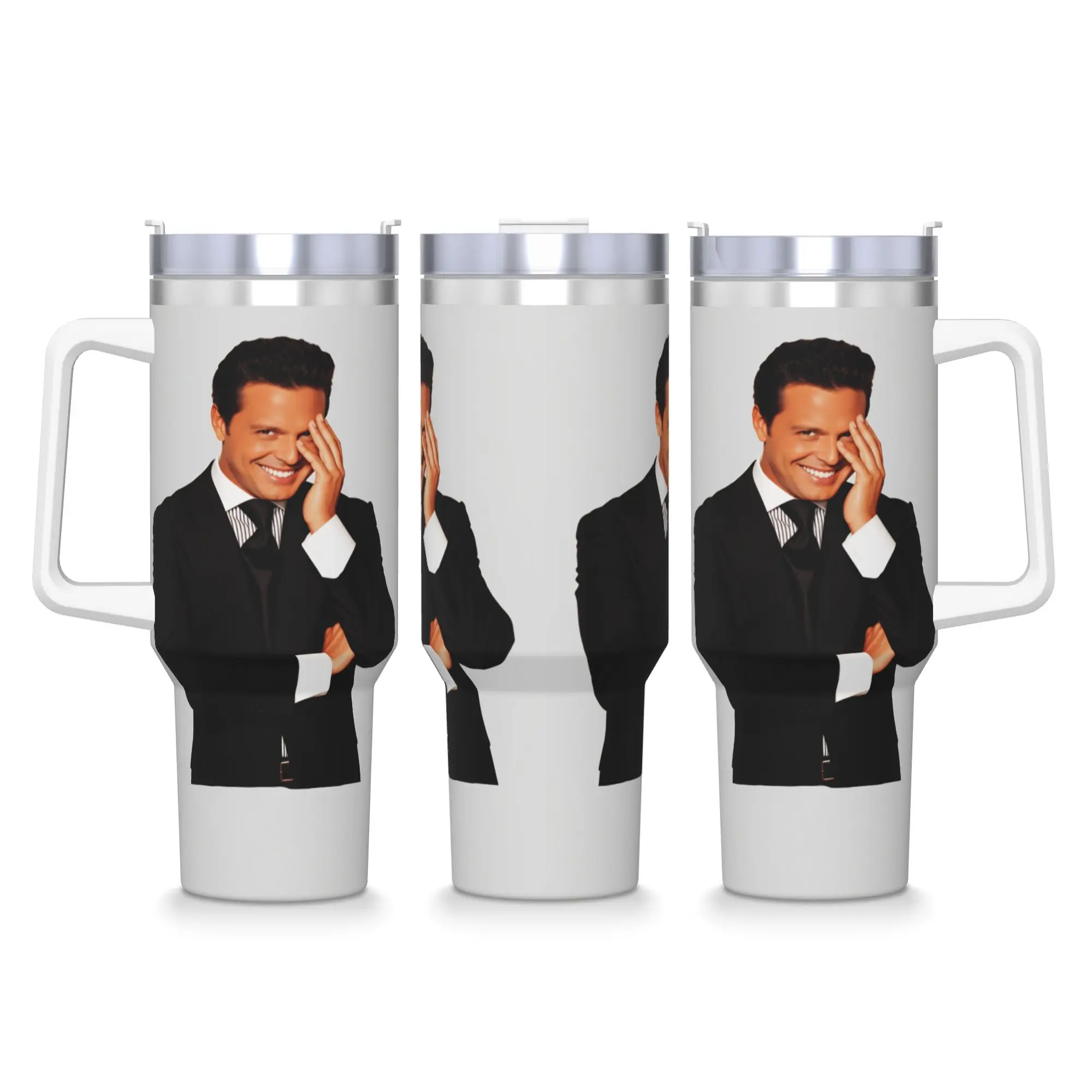 Vaso Térmico de Acero Inoxidable Personalizado con Diseño de L-Luis Miguel, Cantante Mexicano, para Agua Fría y Caliente, Ideal para Camping y Auto