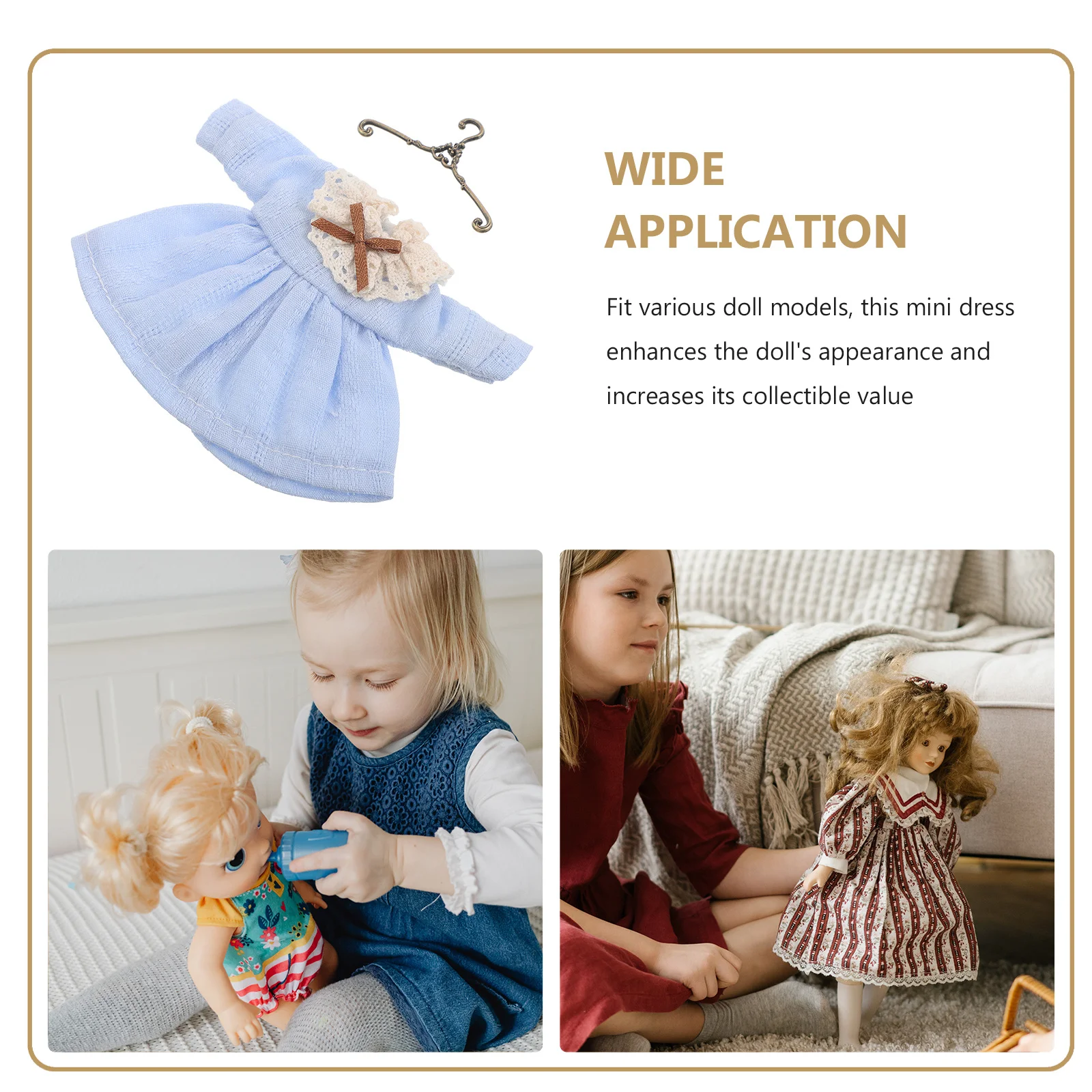 Vintage Dress Lace Neckline Mini Skirt For Ob11 Fit Dollhouse Wedding Party Photography Clothing Accessories