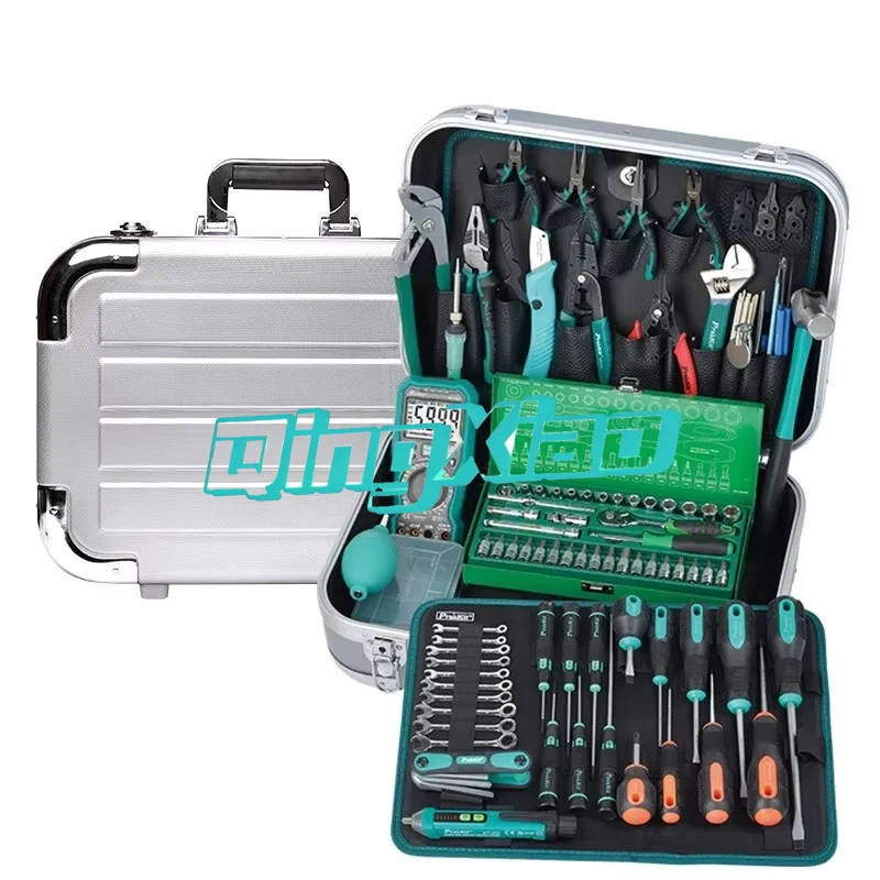 Professional Electrician Tool Case Set Repair Kit Hand All In One Design For Household Engineering Work Portable Durable Storage