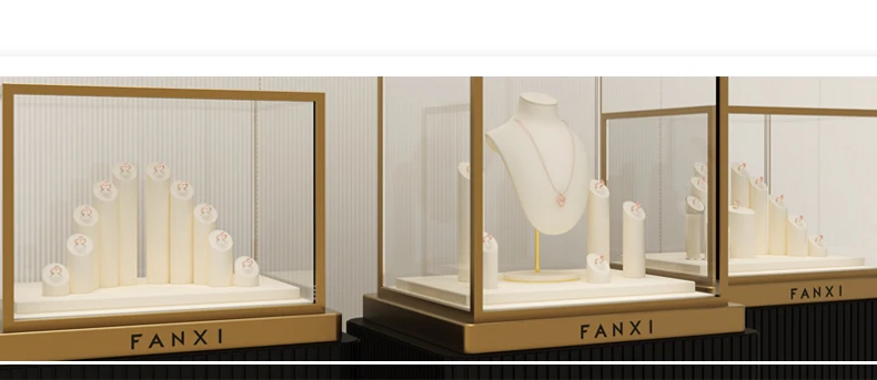 Oirlv Schwarzes Mikrofaser-Schmuckdisplay-Set mit Metall-Schmuckvitrine für Halsketten, Ohrringe und Armreifen – Detail 18
