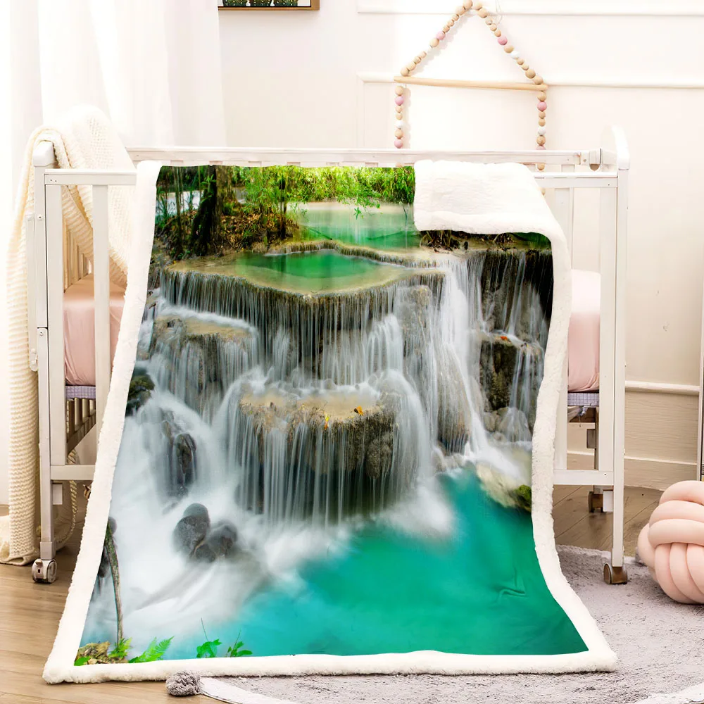 3D Tourist Attractions Scenery Thick Plush Fleece Double Plies Warm Blanket Bedding Quilt Bedspread