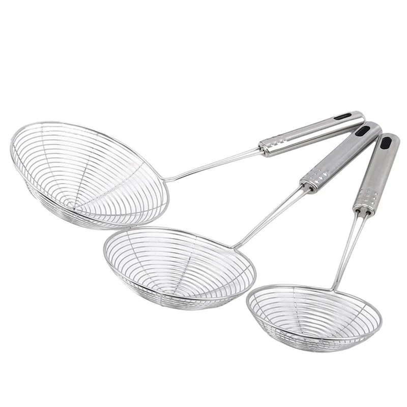 Oval Skimmer Stainless Steel Filter Mesh Oil Pot Food Filter Cookware Colander Fried Filter Kitchen Strainer Baking Cooking Tool