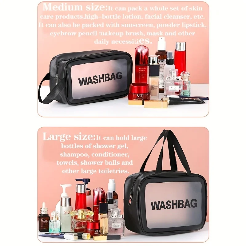 Neceser de viaje portátil para mujer, bolsa de almacenamiento de maquillaje impermeable transparente, organizador de cosméticos de gran capacidad, estuche de belleza