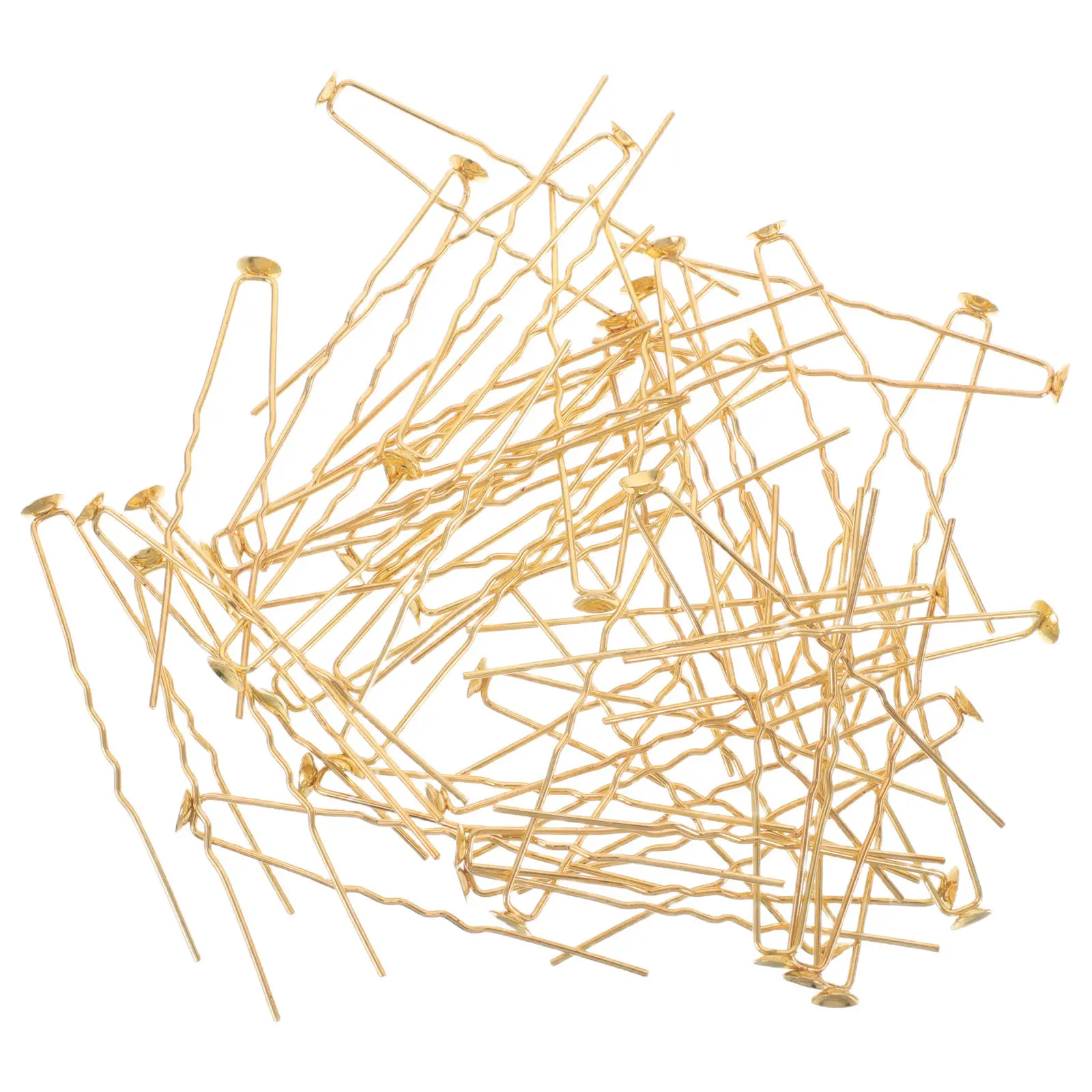 

50Pcs U-Shaped Chignon Hair Pin Metal French Hair Fork for Bridal Wedding Updo Bun Styling Elegant Wavy Design Golden 6Mm