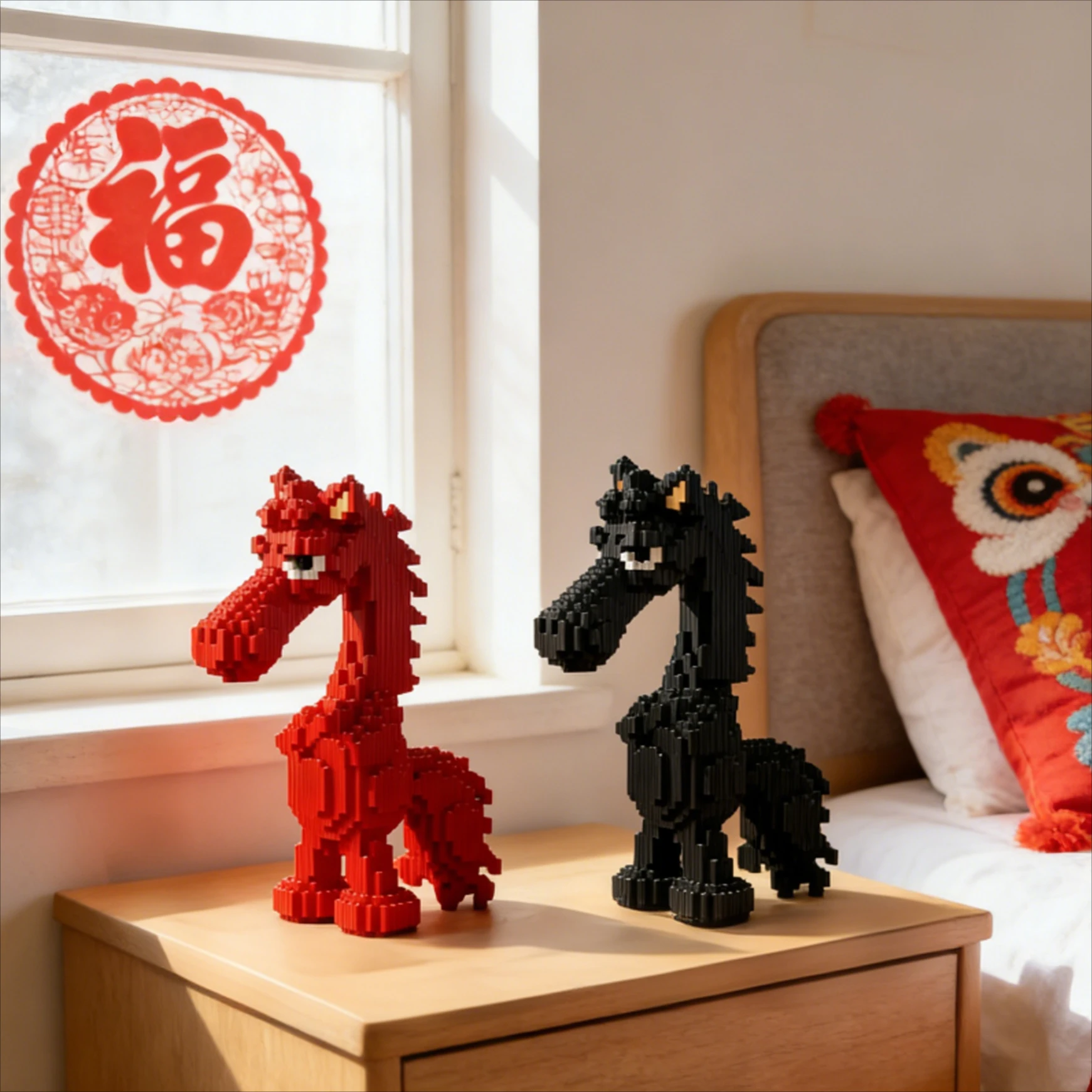 35CM 말 블록 조립식 추상 3D DIY 조립 모델 파티 장식 휴일 선물 우정 선물 창의적인 블록