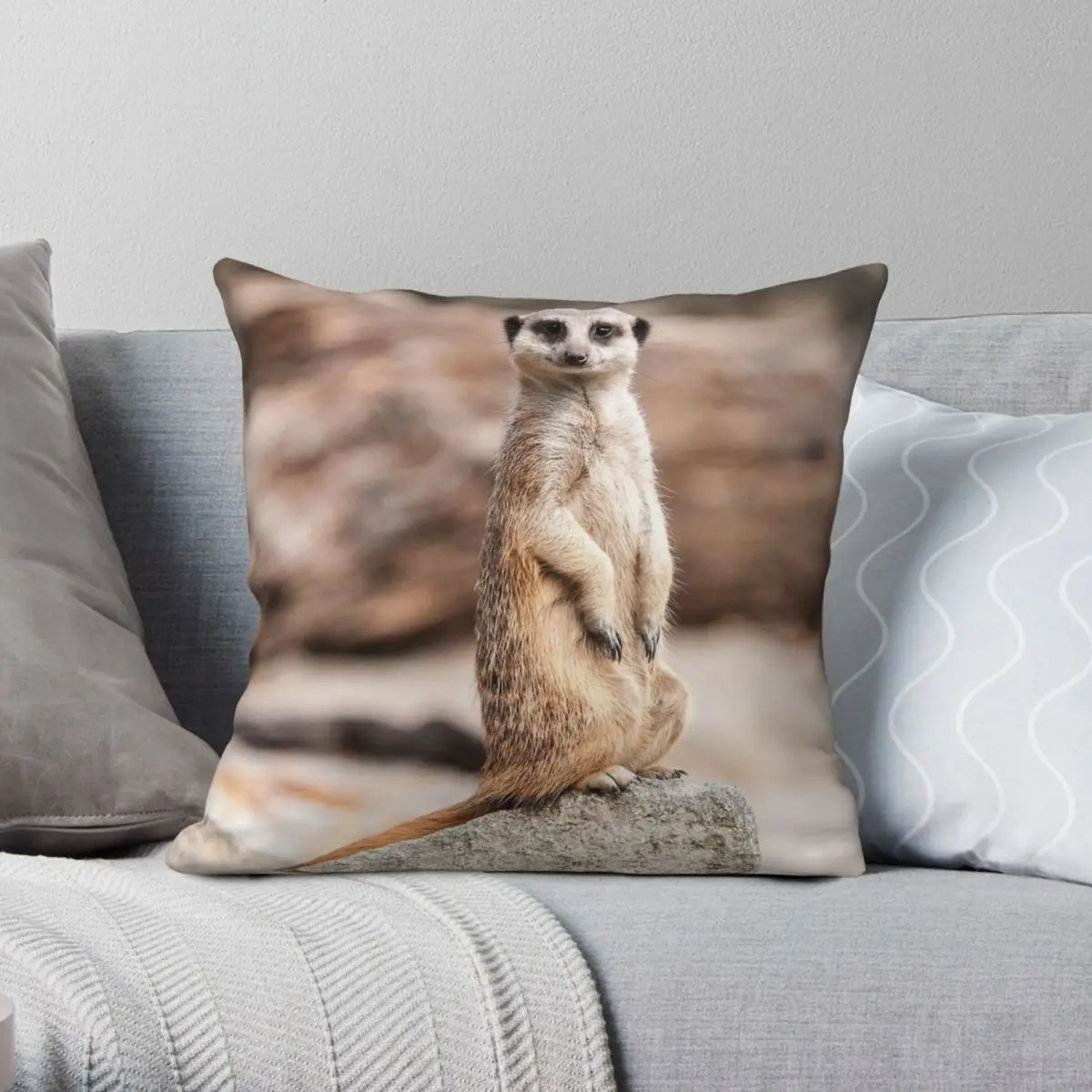 

Meerkat Mugshot Square Pillowcase Polyester Linen Velvet Creative Zip Decor Throw Pillow Case Home Cushion Cover Wholesale 45x45