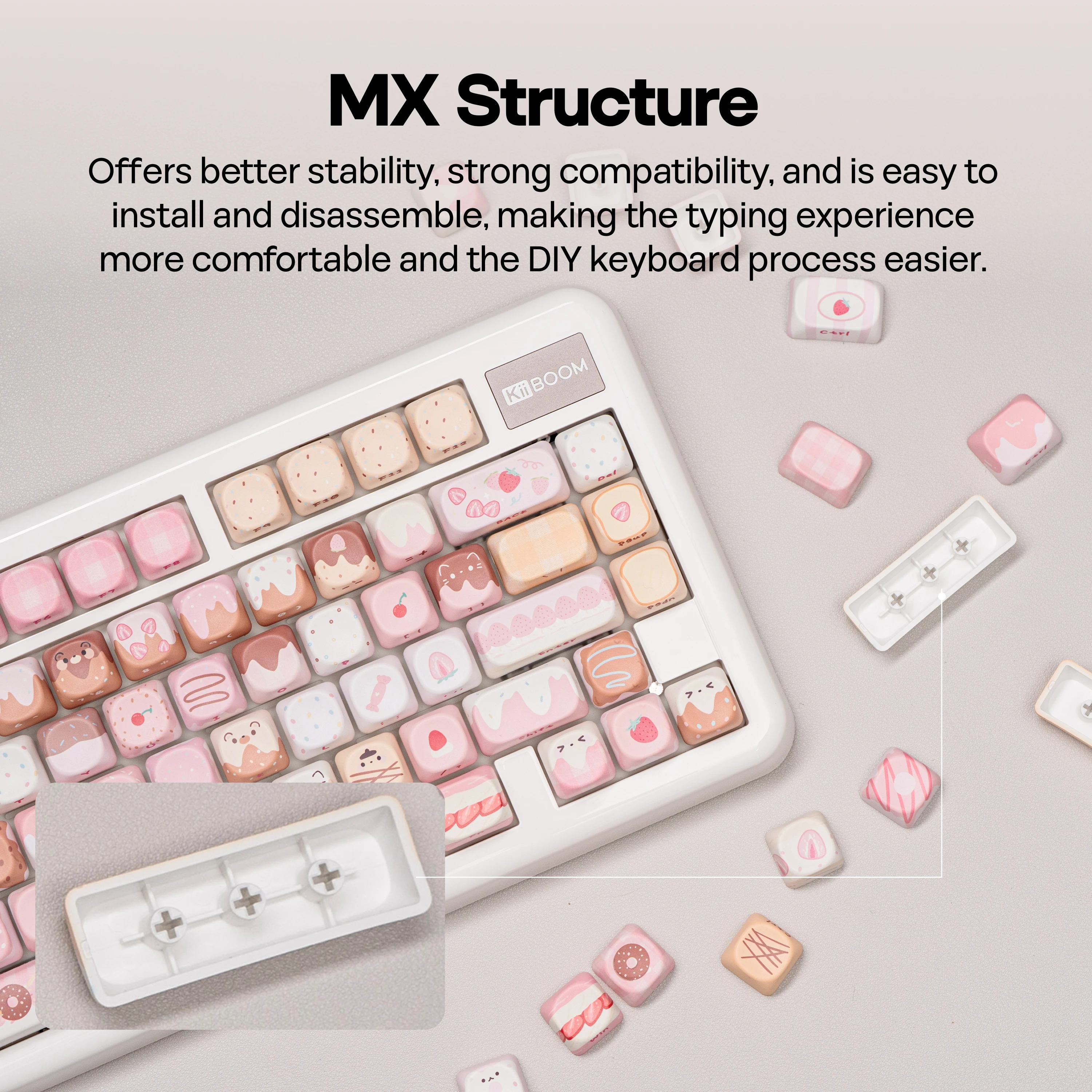 Custom KiiBOOM Dough Fluff Keycap Set 144 MOA 143 Cherry Dye Sub PBT for 60 65 75 TKL Full Mechanical Keyboard Gift